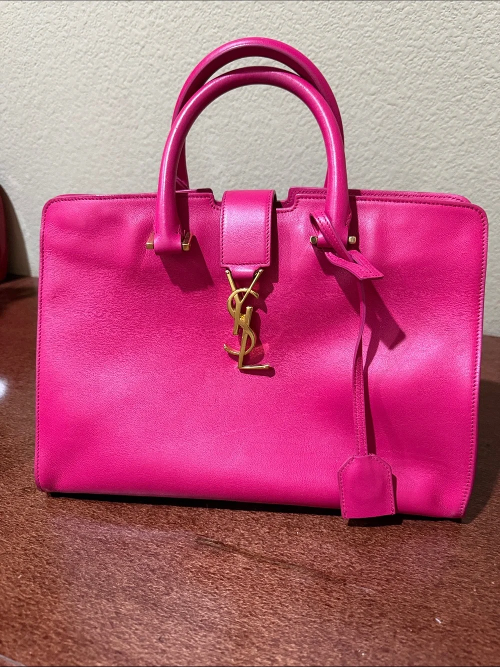 Saint Laurent Pink Leather Sac de Jour Style Tote with Gold YSL Hardware